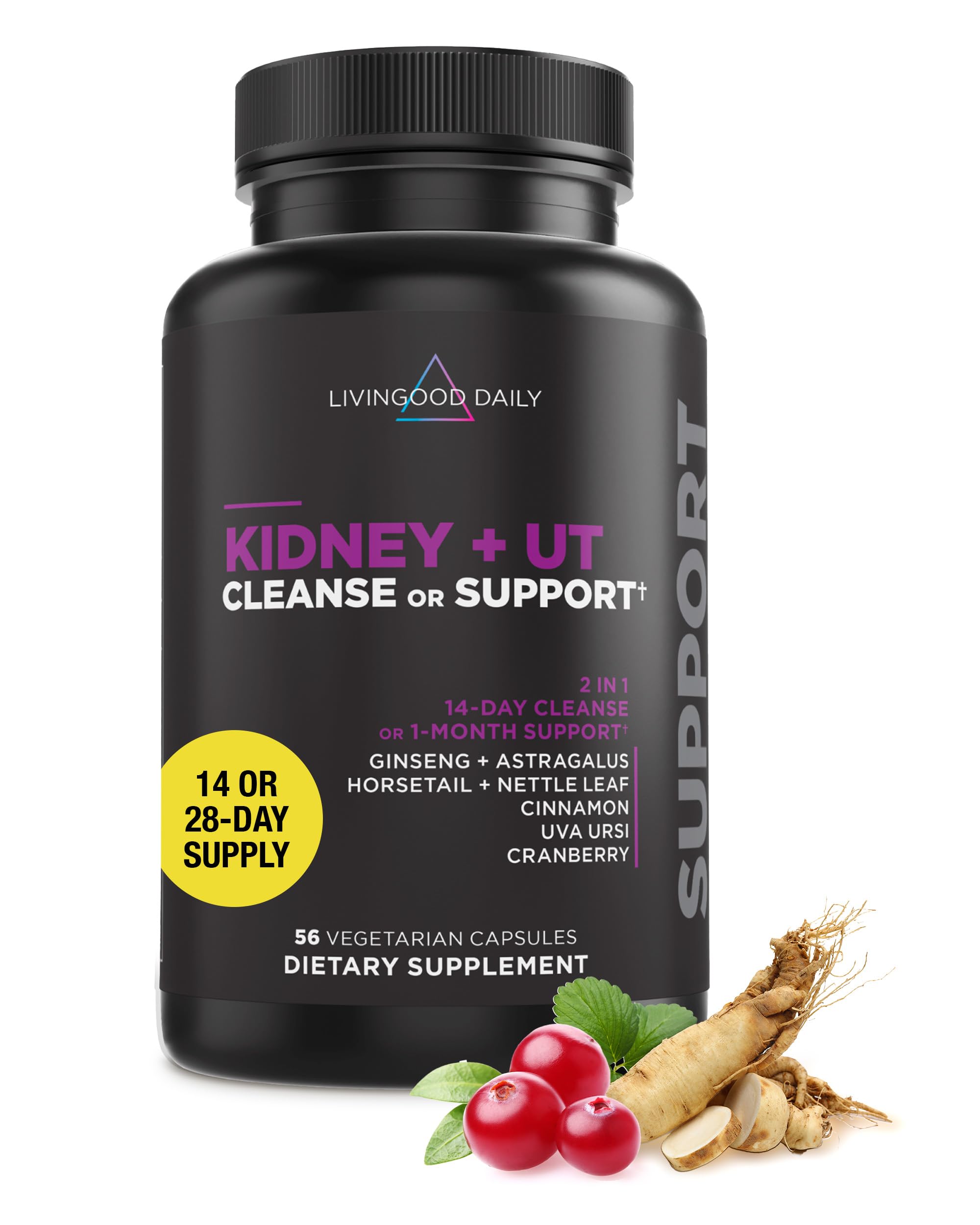 Livingood Daily Kidney Cleanse Urinary Tract Support Supplement for Women Men 14-Day Detox or 28-Day Wellness Routine with