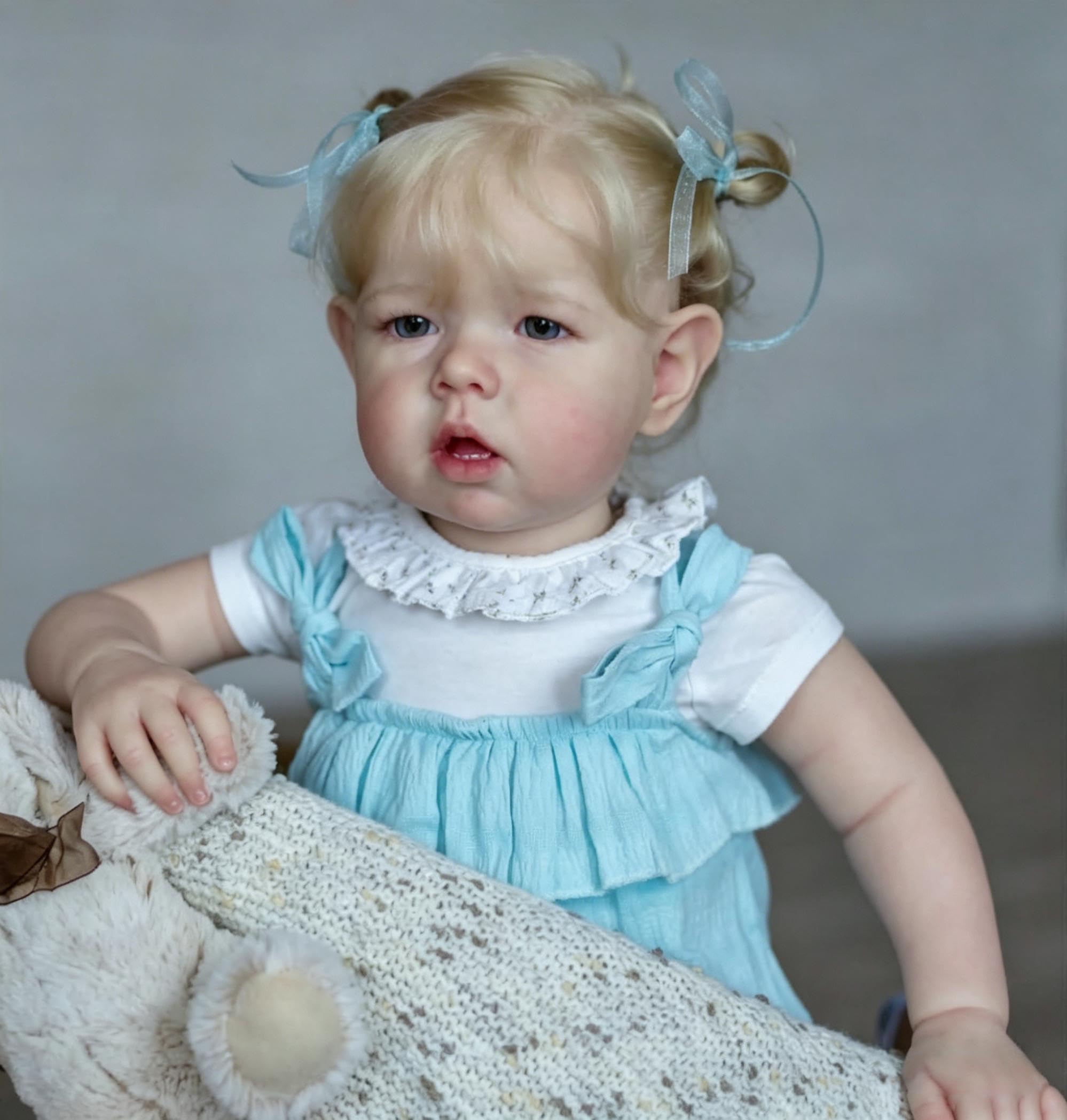 RXDOLL Duży rozmiar Reborn Baby Dolls Dziewczyna Blond Włosy 71 cm Realistyczne Reborn Maluch Lalki Miękka Tkanina Winylowa Body Realistyczne Lalki Niemowlęce, które wyglądają na prawdziwy rozmiar