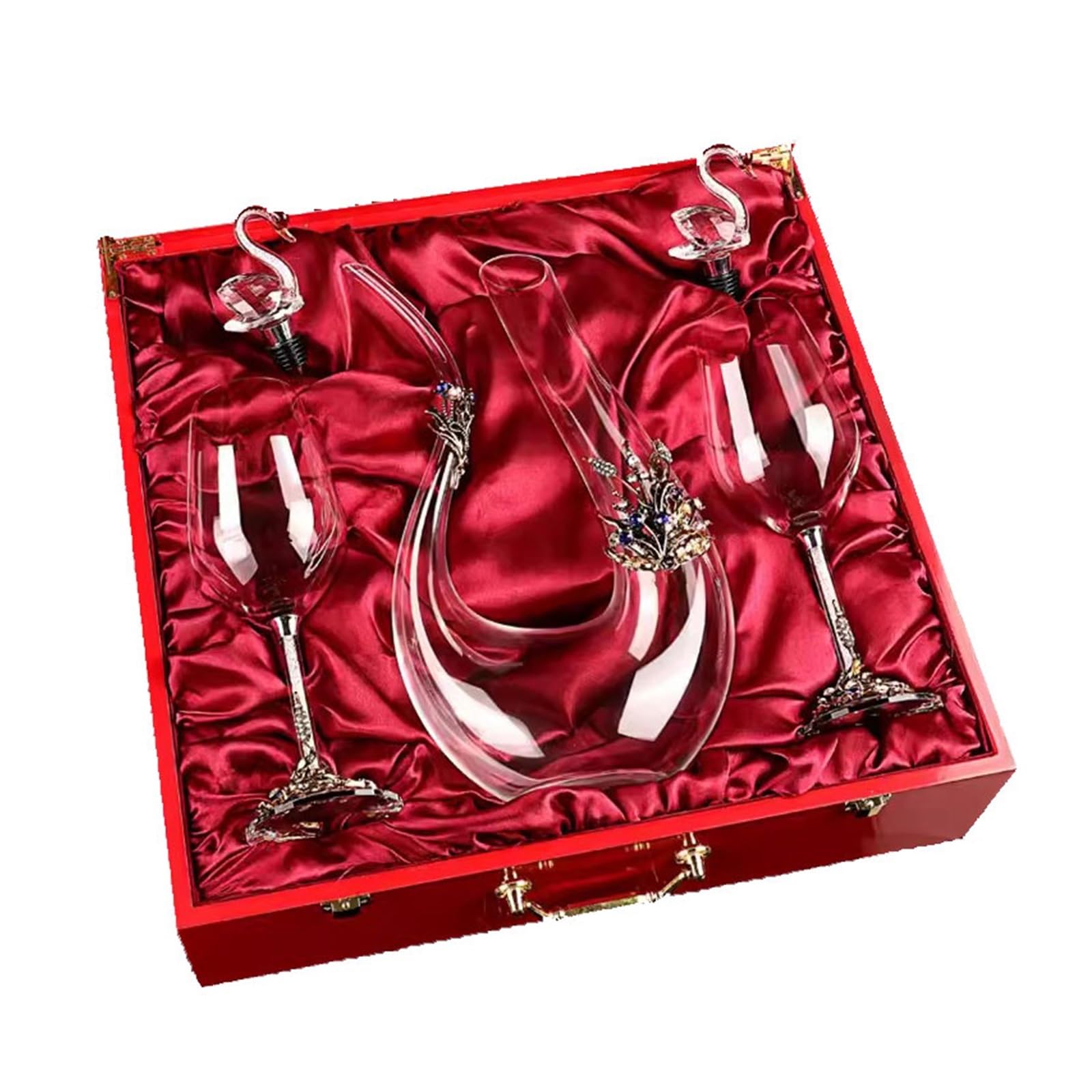 Caraffa decantatore vino Set di bicchieri da vino rosso in cristallo smaltato, calice for la casa, decanter for(Gold)