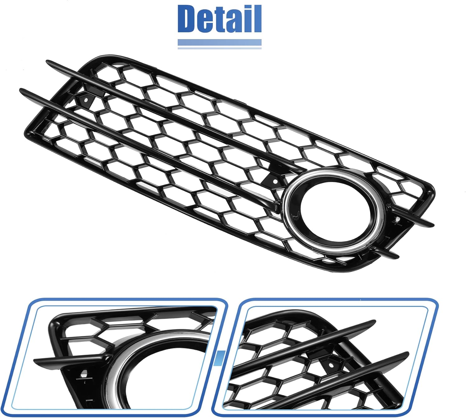 X AUTOHAUX Pair Front Fog Light Mesh Grille Honeycomb Type Grill Cover for Audi A4 B8 S-Line S4 2008-2012 8K0807682C 8K0807681C