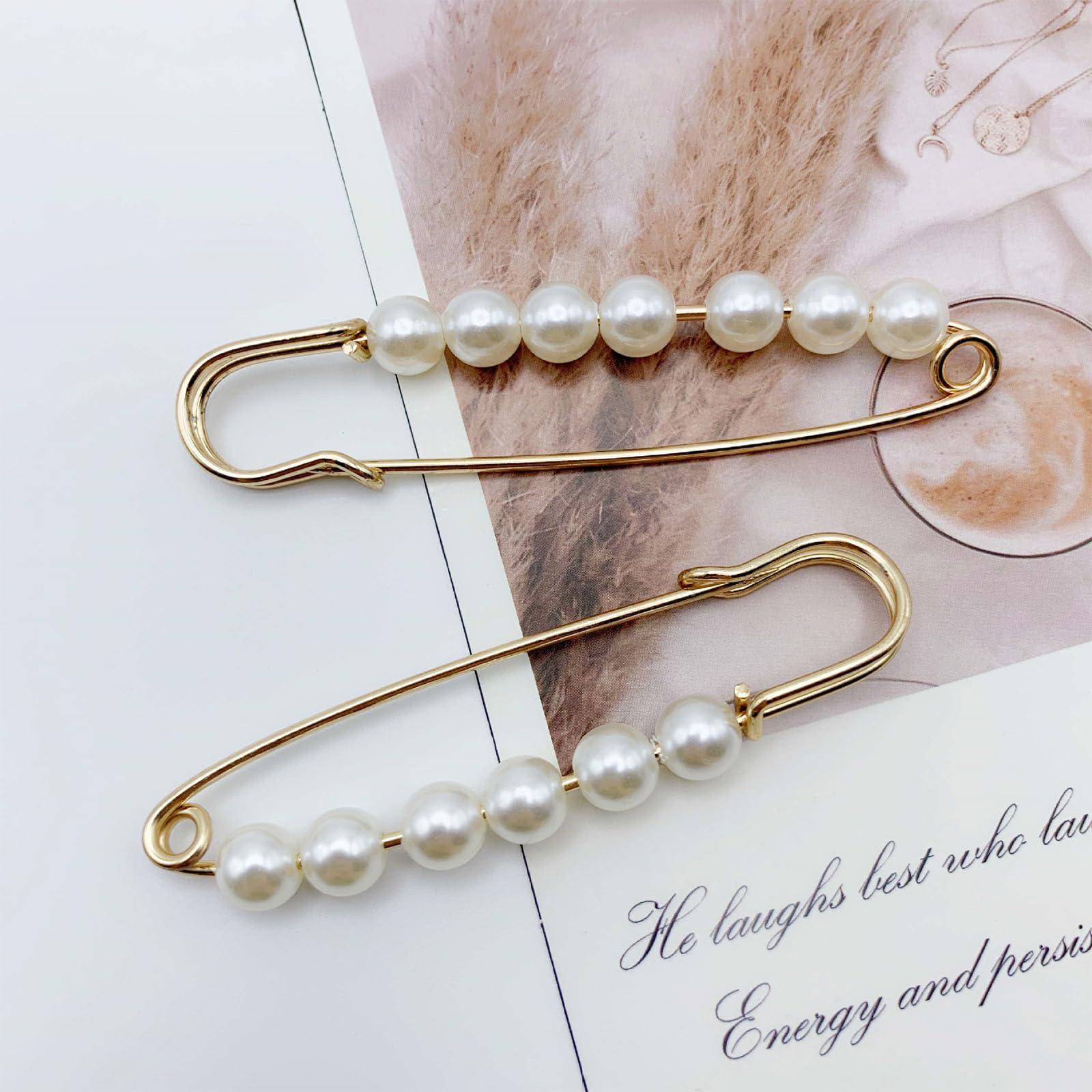 15 broches de perlas decorativos para ropa, pines de seguridad de perlas para mujer, pines de seguridad con adornos de perlas, clip decorativo para suéter para pantalones, clip grande para chal, para