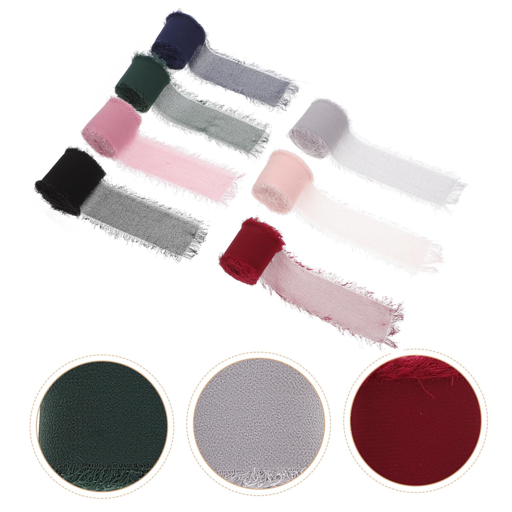 7 Rollen Schleifenherstellungsband Fransenband 3, 8cm Polyester