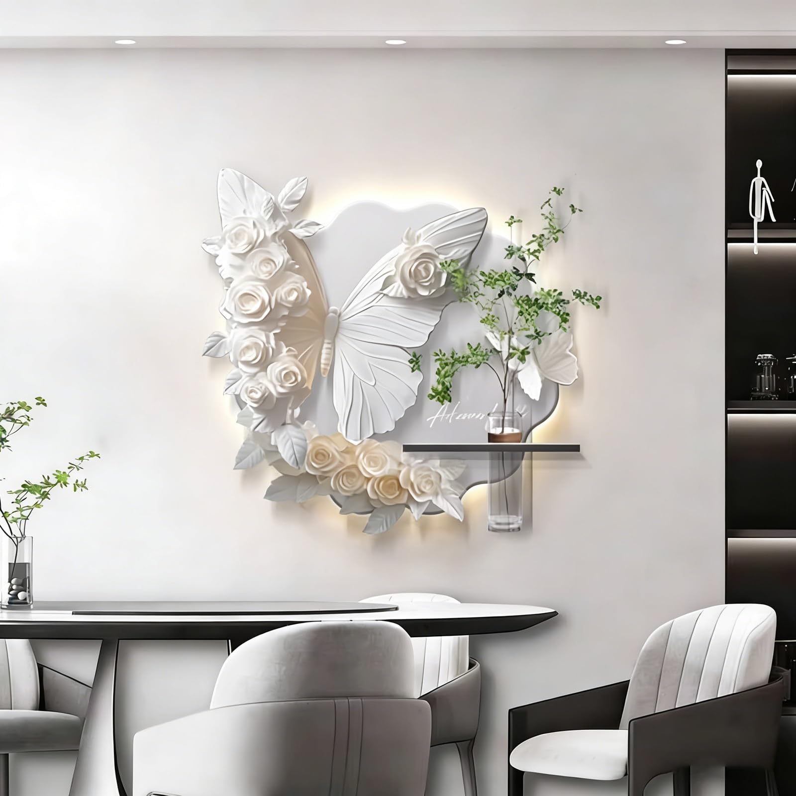 Art mural LED moderne papillon pour un salon chaleureux et design