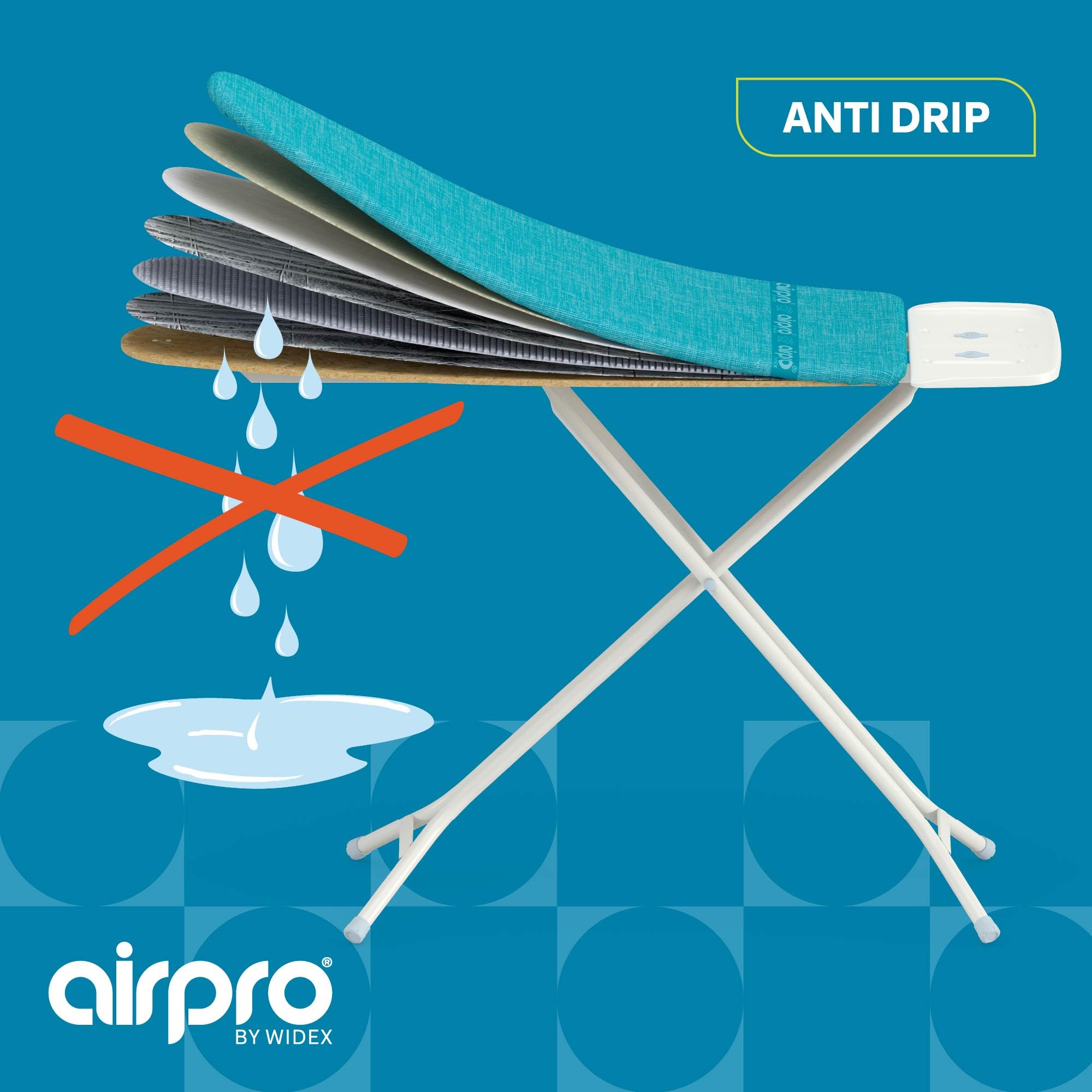 AirPro By Widex Funda de 6 Capas para Tabla de Planchar con Plancha de Vapor - Talla XL MAX 125x50 cm - No más Agua Debajo de la Tabla - Plancha hasta un 50% más rápido - Made IN Europa - 5