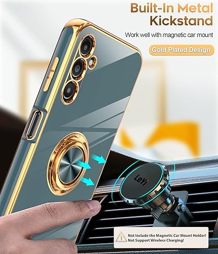 Miniatura 5 de LeYi Funda para Samsung Galaxy A14 5G con protector de pantalla de vidrio templado (paquete de 2) Soporte de anillo giratorio de 360, soporte