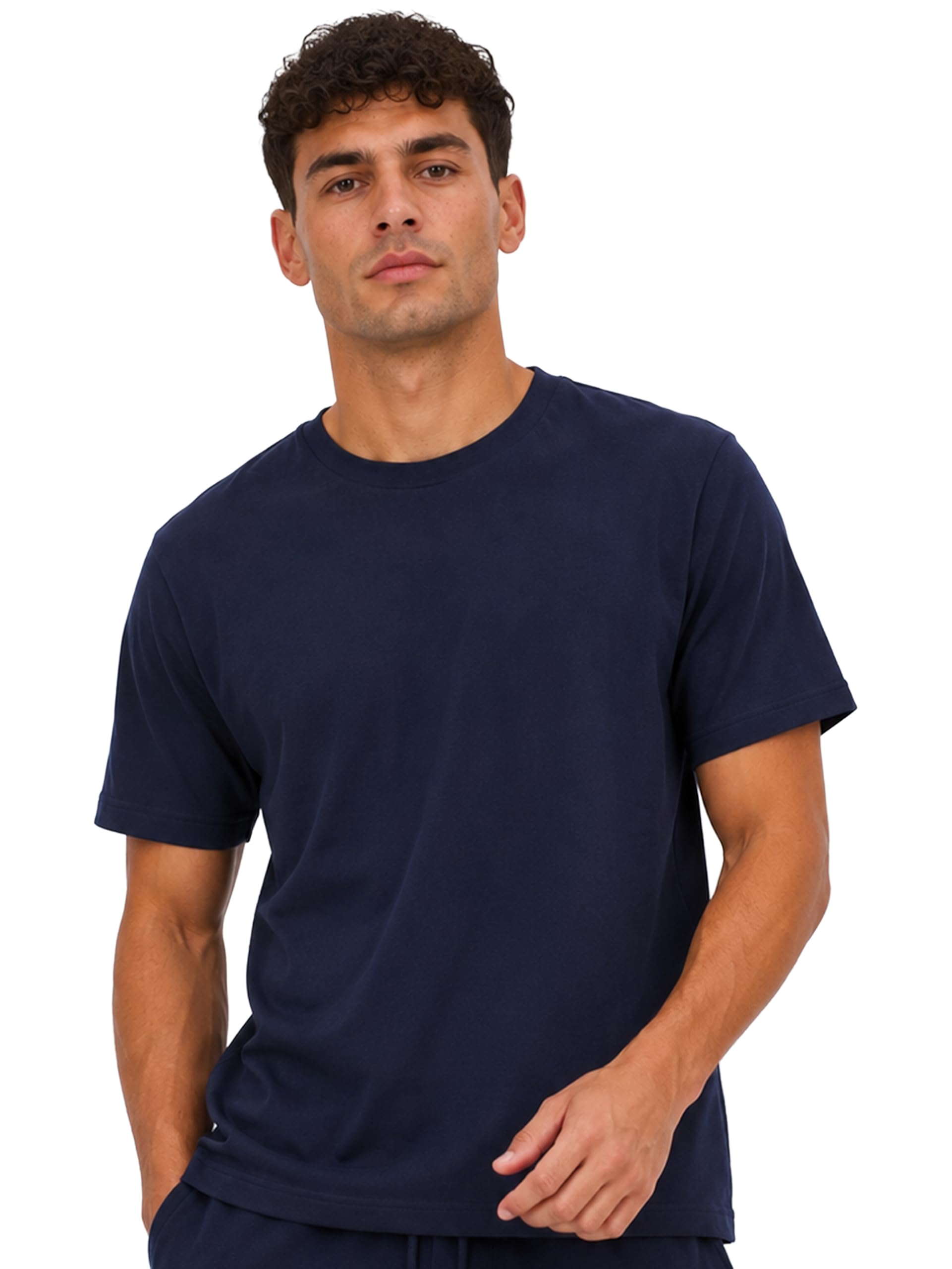 BRAND KRUZE Set maglietta da uomo girocollo a maniche corte tinta unita e pantaloncini casual regular fit
