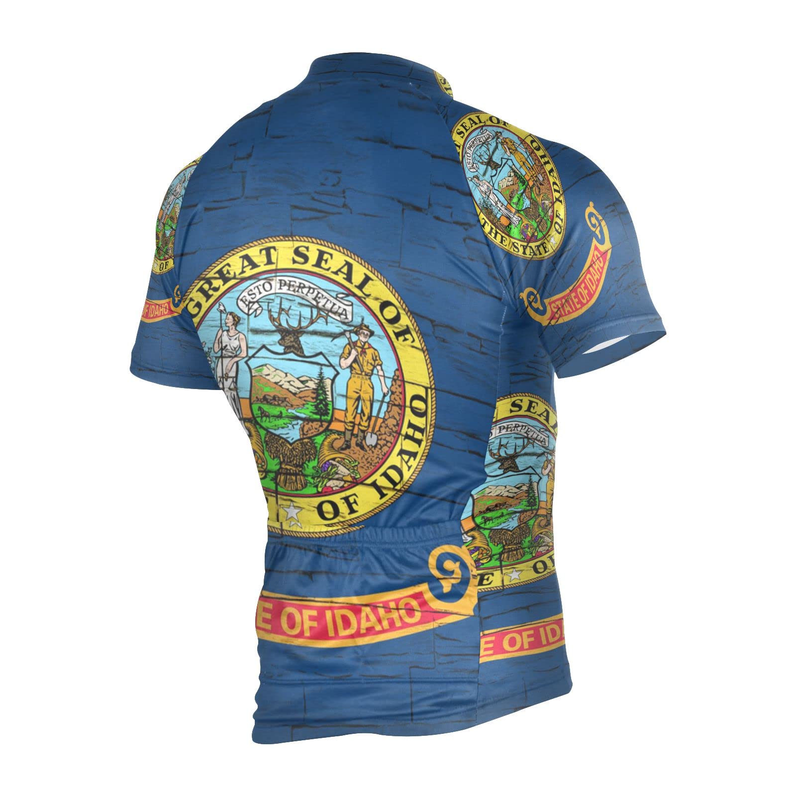 Idaho State Flag Men's Cycling Jersey Short Sleeve Bike Jacket Biking Bicycle Jersey Shirt