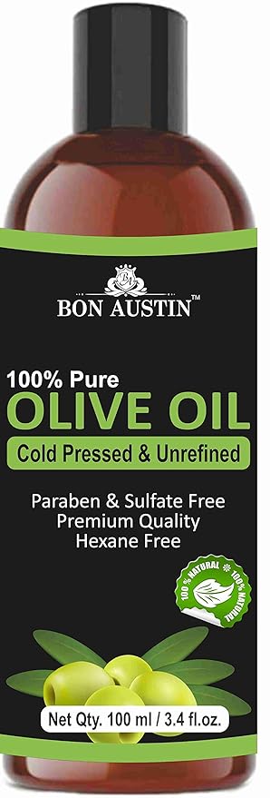 Bon Austin 100% Pure Organic Cold Pressed Olive oil For Hair and Skin (100 ml)