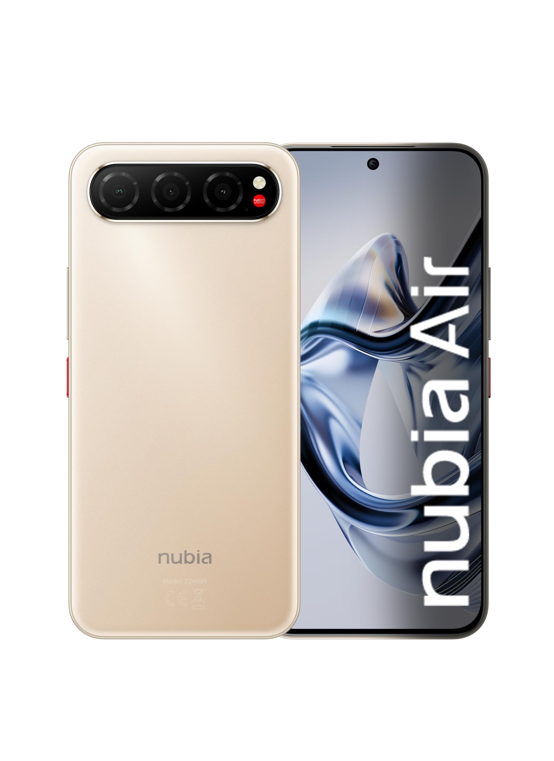 nubia AIR 5G Smartphone – 6,78 Zoll 1,5K AMOLED Display, 6,7 mm Ultra-dünnes Gehäuse, 8GB RAM+256 GB ROM, 50 MP Dreifachkamera, 5000 mAh Akku, 33W Schnellladung, Smartphone ohne Vertrag, Gold