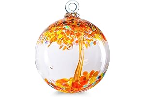 Hanging Garden Halloween Witch Ball, 6'' Orange VCUTEKA Glass Witch Crystal Ball