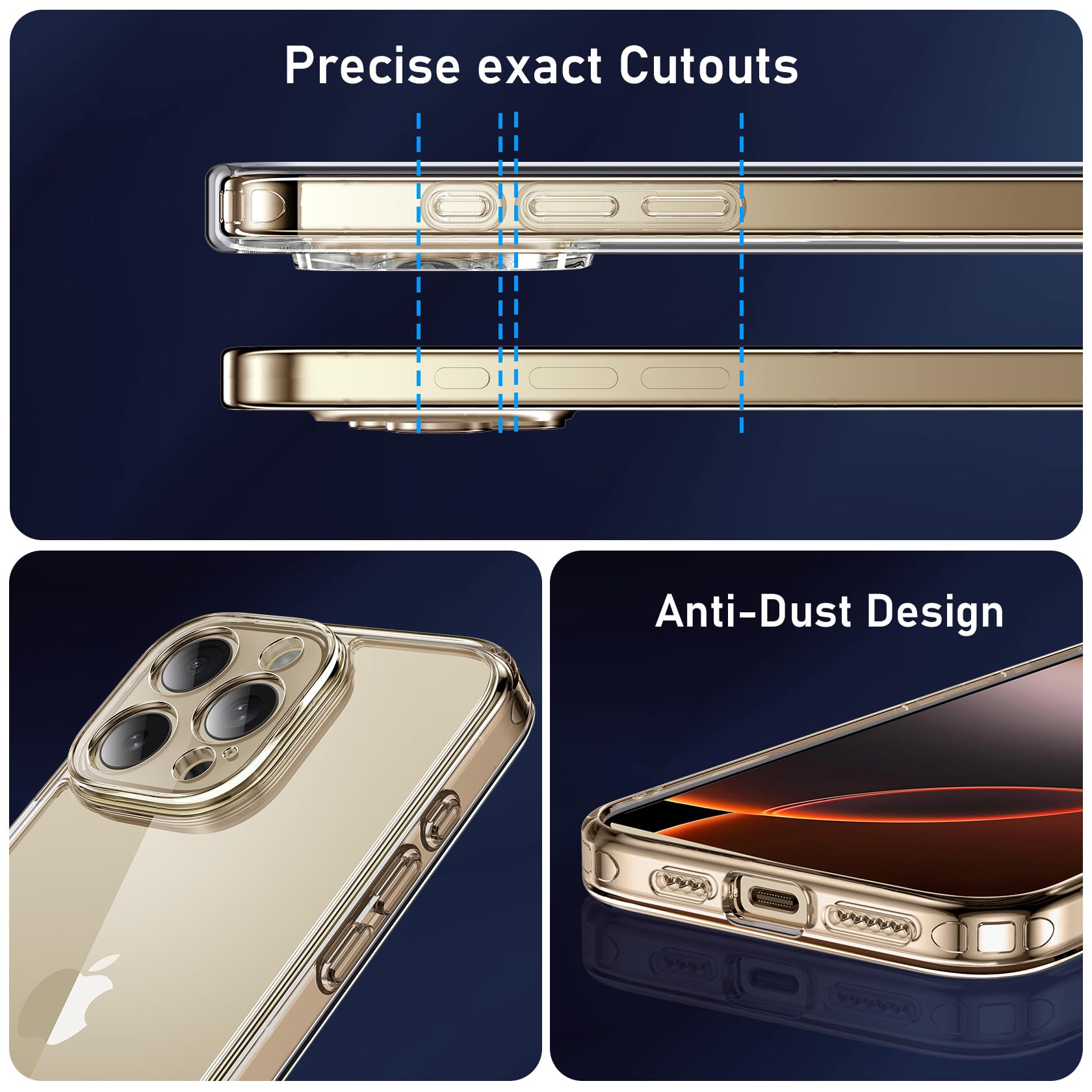 Qasyfanc 3 in 1 Protezione Fotocamera Cover per iPhone 16 Pro e 2 Pellicole Vetro Temperato, Custodia iPhone 16 Pro Case Anti-ingiallimento Anti impronte Digitali Protezione a 360 Gradi Trasparente