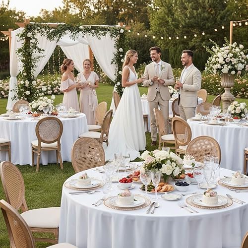 Miniatura 3 de Fitable - Paquete de 6 manteles redondos, resistentes a las manchas y lavables, manteles de tela de poliéster para bodas, fiestas, banquetes,