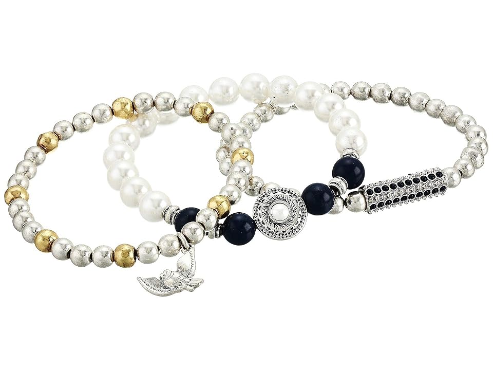 

Lucky Brand Lapis and Pearl Stretch Bracelets (Two-Tone) Bracelet, Metallic