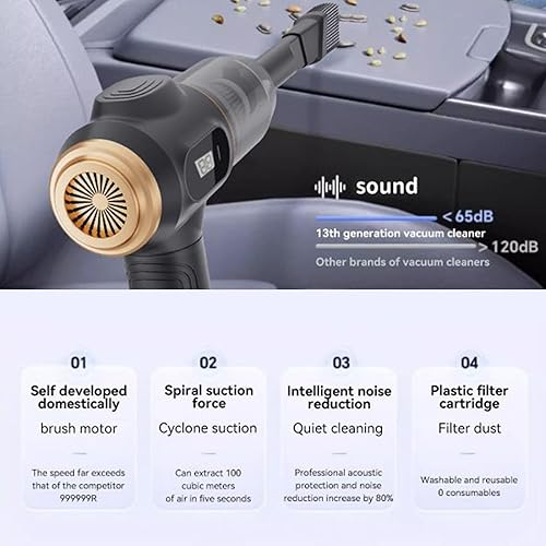 Miniatura 3 de Handheld Vacuum,Cordless Vacuum Cleaner for Car  High Suction Air Dusters Auto Accessories - for Pet Hair Small Space Dorm Room Keyboard Travel