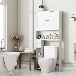 Over Toilet Storage Cabinet, Barn Doors, White Bathroom Cabinet