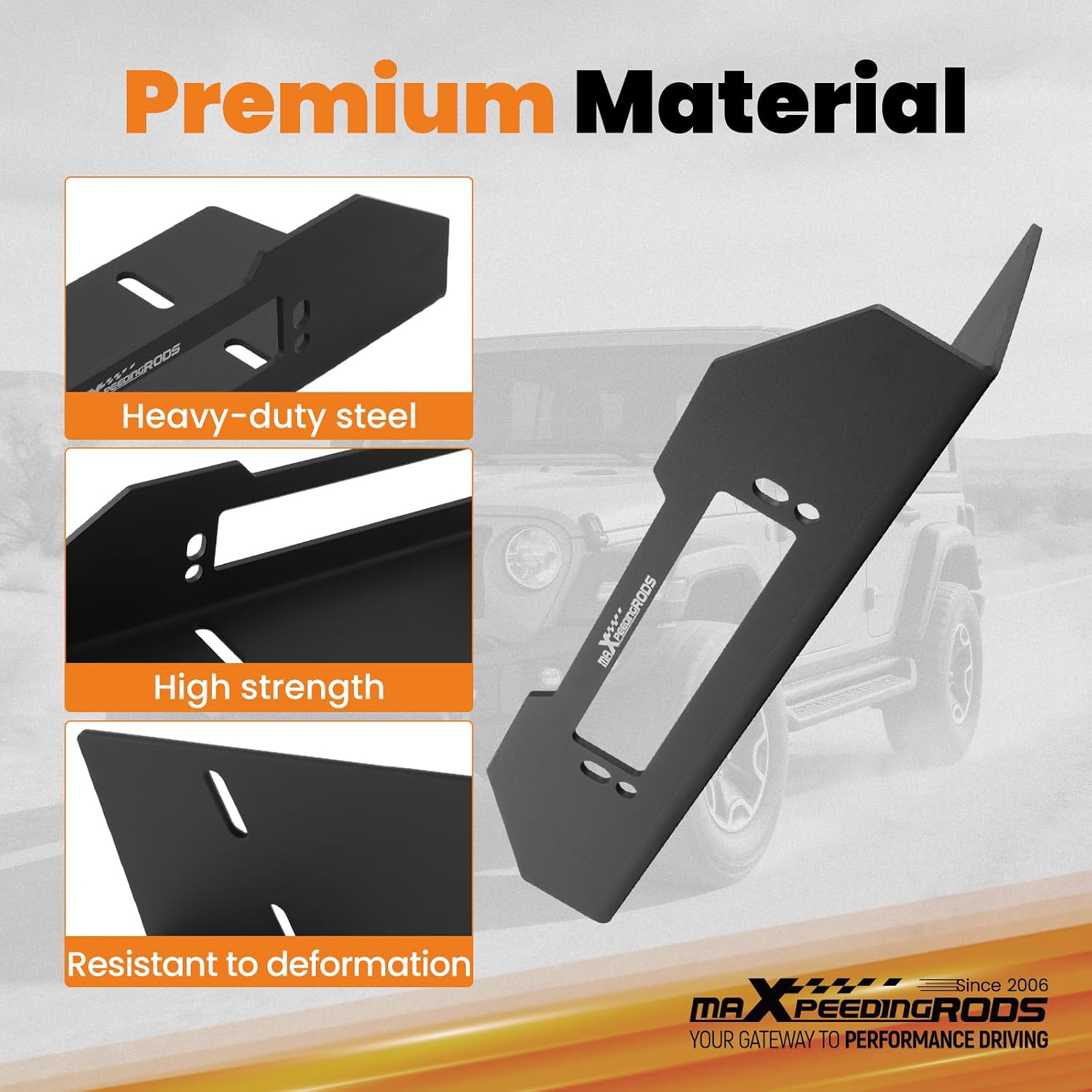 maXpeedingrods 332000T Winch Mounting Plate Winch Bracket for Go Rhino Rockline Bumpers Up to 12,000 lbs Capacity Powder Coated