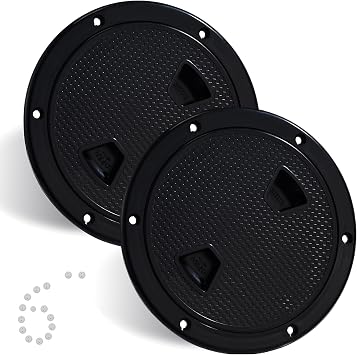 2 Pcs Boat Hatch 4" 6" 8" Round Non-Slip Inspection Hatch,Deck Plates for Boats,Detachable Cover, Suitable for Ships, RV, Outdoor Facilities,ABS Plastic,Attached Screw