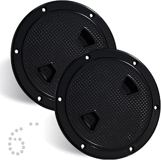 2 Pcs Boat Hatch 4" 6" 8" Round Non-Slip Inspection Hatch,Deck Plates for Boats,Detachable Cover, Suitable for Ships, RV, Outdoor Facilities,ABS Plastic,Attached Screw
