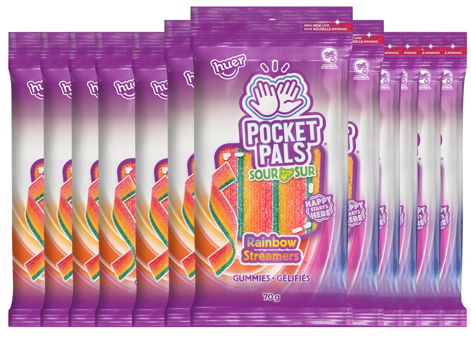 Huer - Sour Rainbow Streamers Pocket Pals 12 Pack - Strawberry