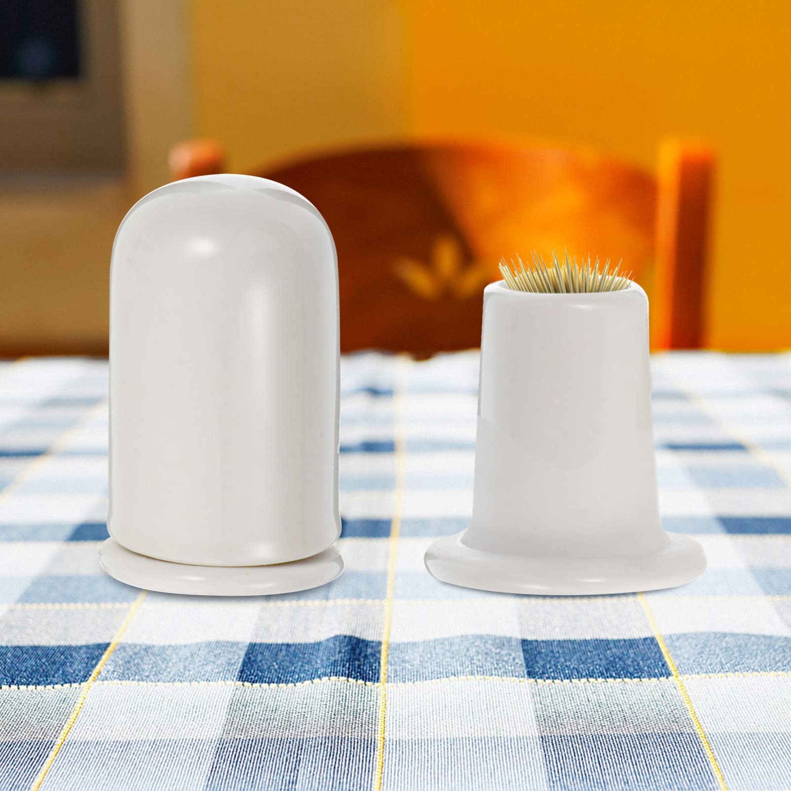 LAPYAPPE 4pcs Ceramic Toothpick Holder Elegant Porcelain Toothpick Dispenser for Home Restaurant and Shop Dustproof Design Housewarming present