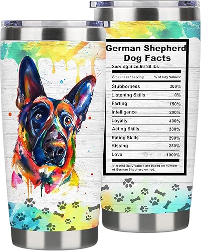 Miniatura 1 de Hapyfam Regalo de pastor alemán para mujereshombres, vaso aislado de acero inoxidable de 20 onzas (pastor alemán)