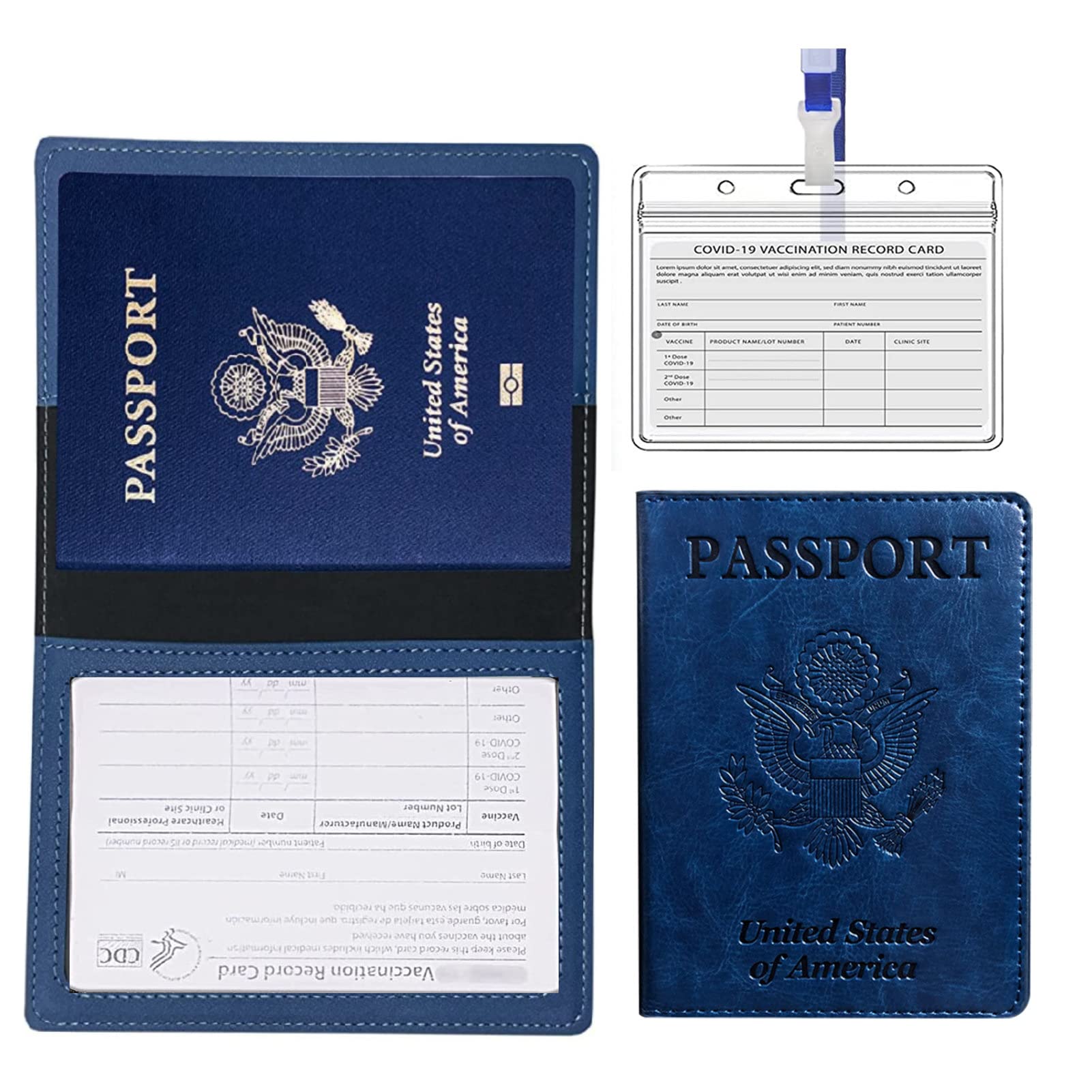 Passport Wallet Passport Slim Covers, Waterproof PU Leather Passport Case, Travel Gift Documents Organizer Protector for Women and Men (Blue Cover)