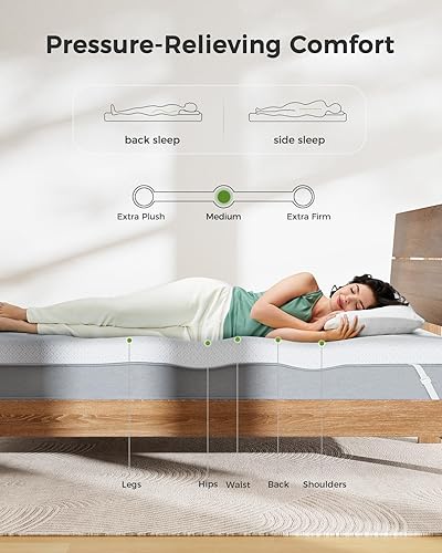 Miniatura 2 de PERLECARE Cubrecolchón de 3 pulgadas tamaño matrimonial para aliviar la presión, cubrecolchón de espuma viscoelástica de gel para un sueño fresco,