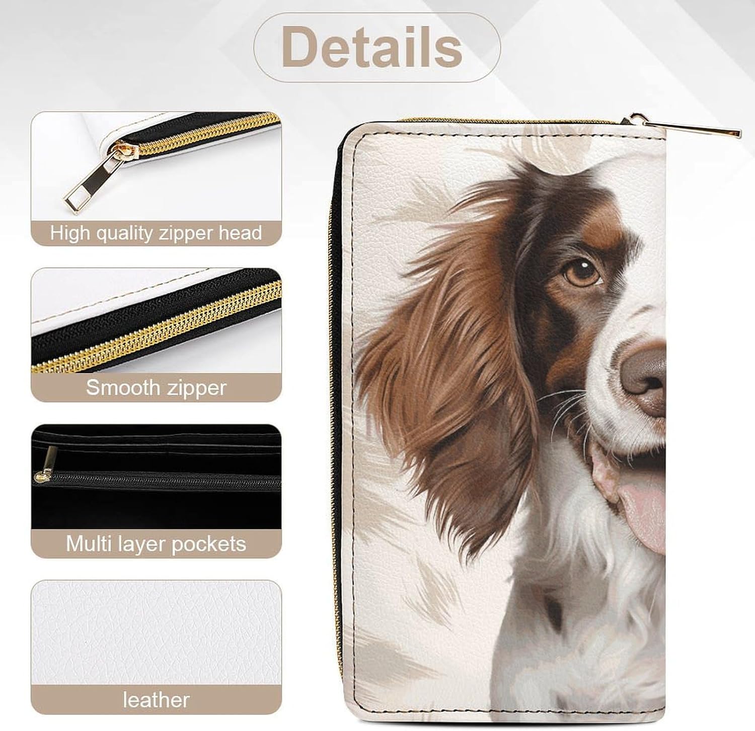 Cute Springer Spaniel Long Zipper Pouch Wallet Clutch Wallet