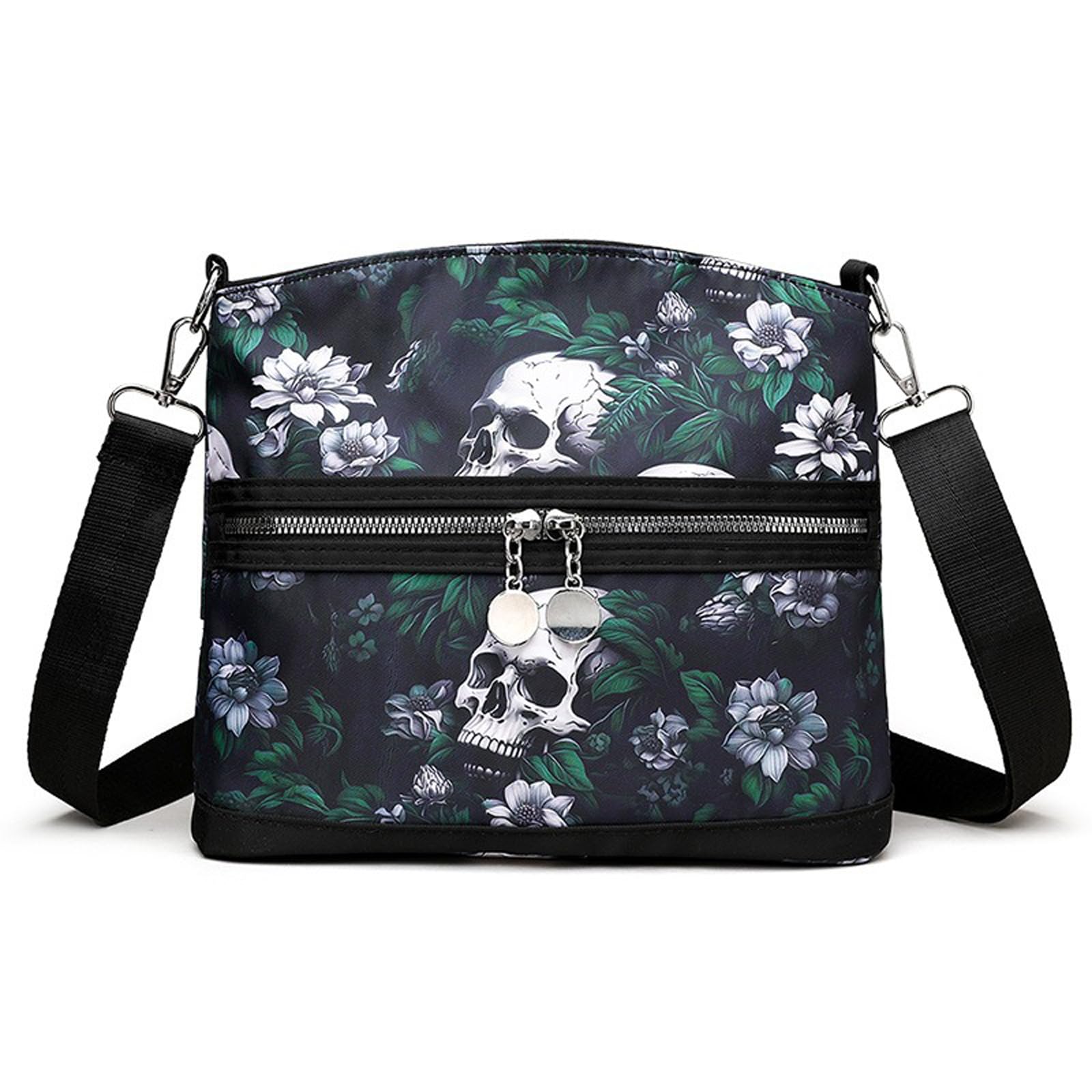 MEOKIM Women's Skull Shoulder Bag, Gothic Skull Wallet Y2k Backpack Street Hippie Backpack