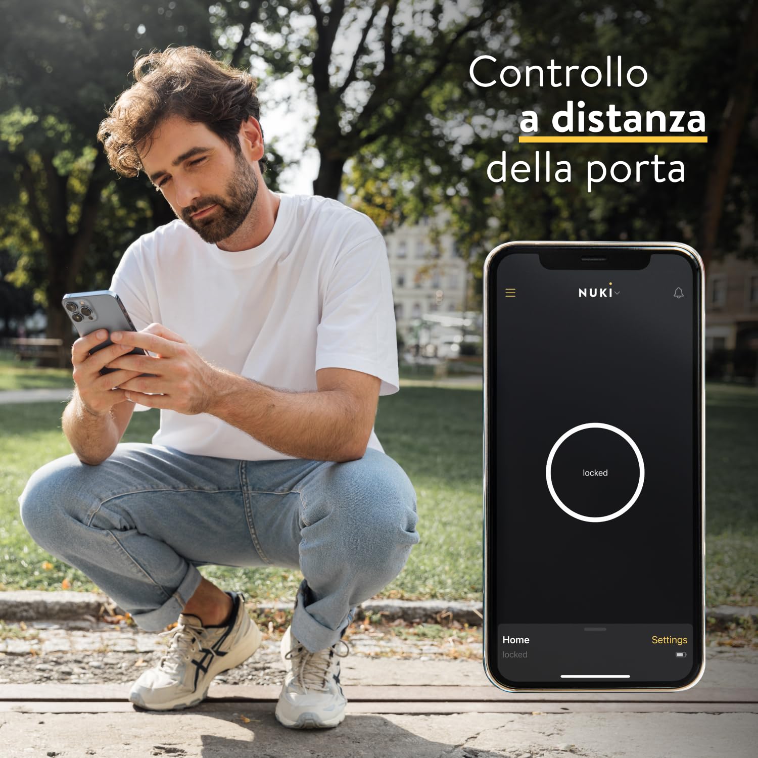 Nuki Smart Lock Pro (quarta generazione), serratura smart con WiFi e Matter per l'accesso remoto, serratura elettronica che trasforma lo smartphone in chiave, con Power Pack batterie, bianco