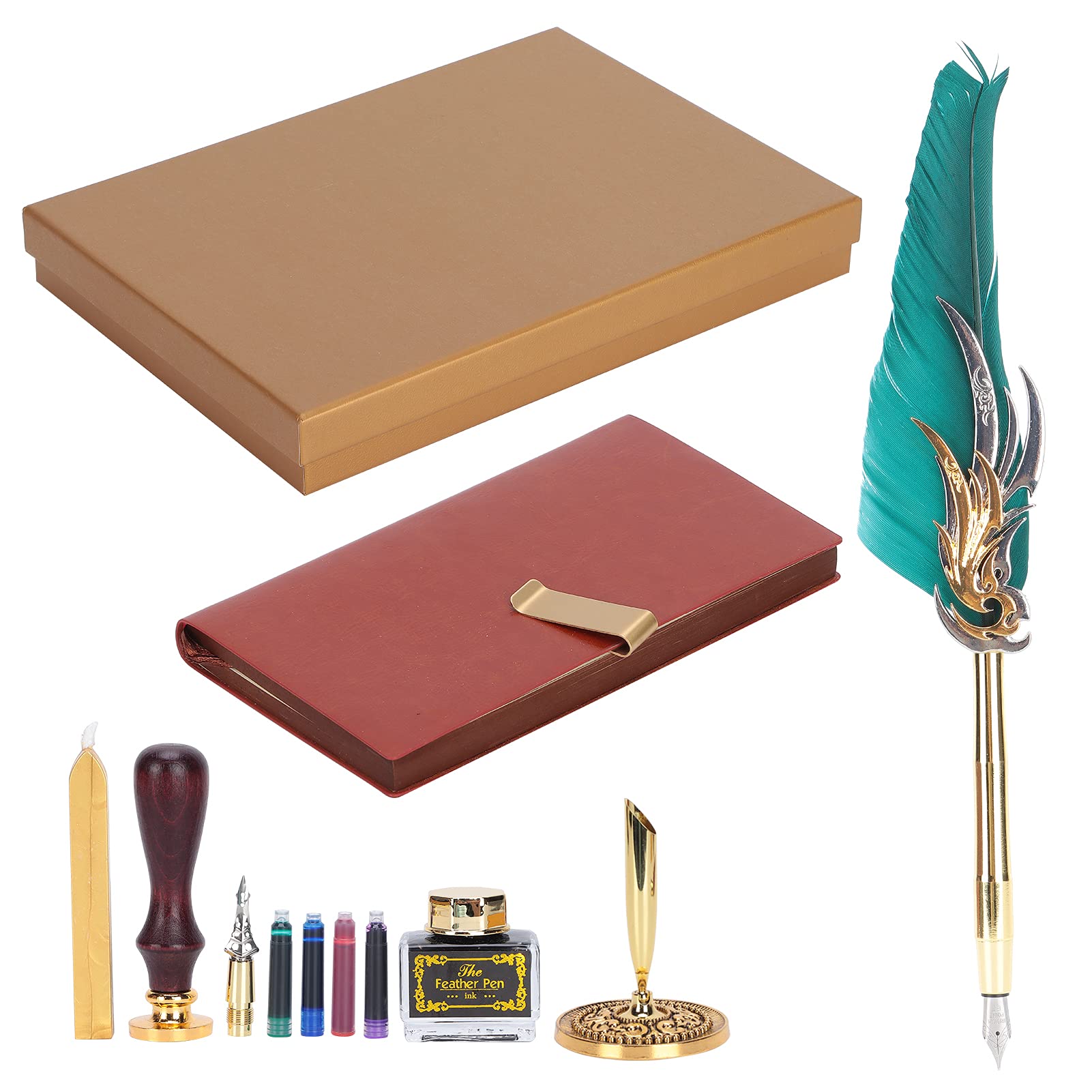 Ensemble de Stylos de Calligraphie Dip avec un Design de Plume élégant, Comprend un Sac D'encre et un Coffret Cadeau pour les Artistes et les Amateurs de Calligraphie, 1 Ensemble (SP139035