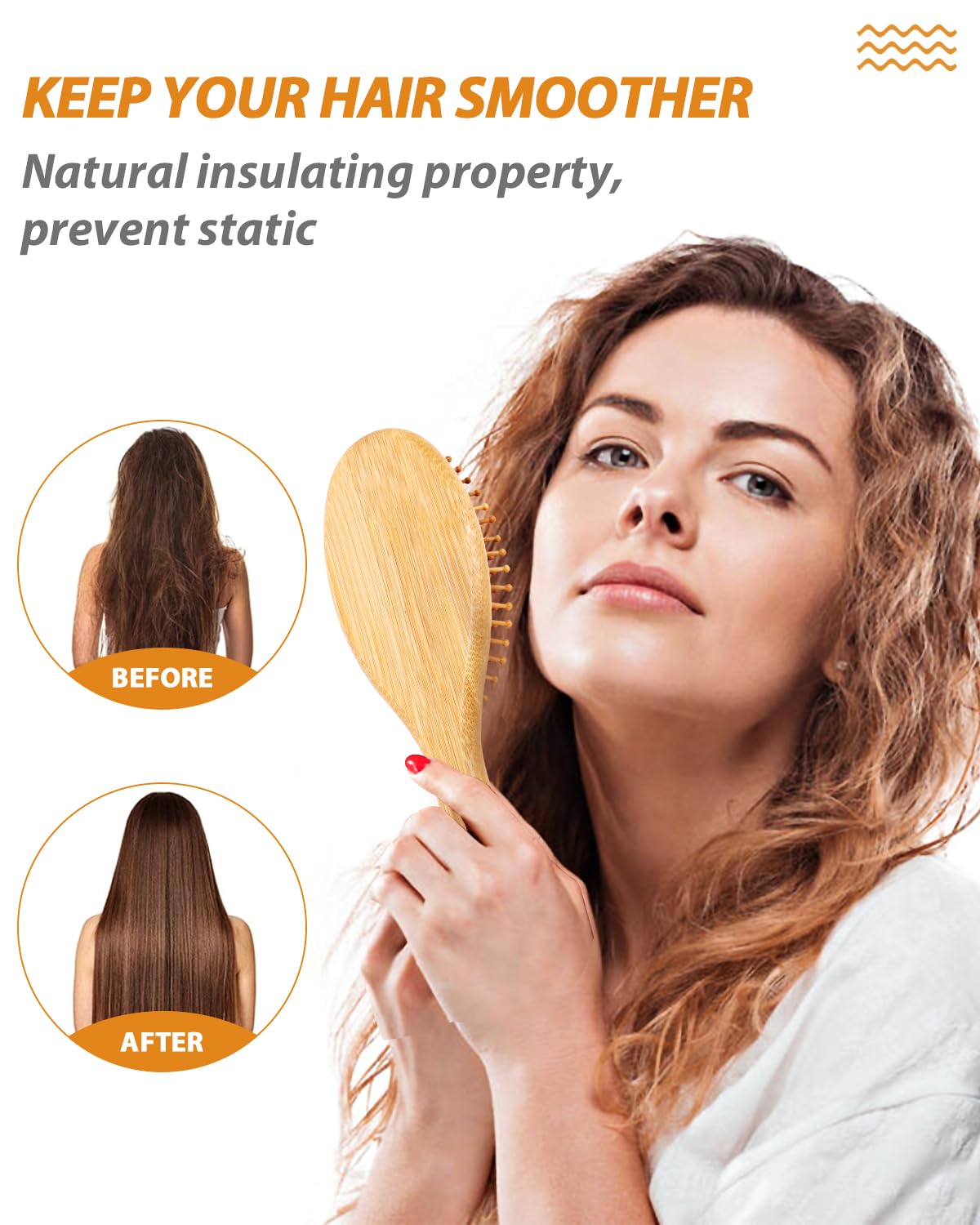 Amazon | ヘアブラシ 2本セット オーバルブラシ コーム 100%天然素材竹