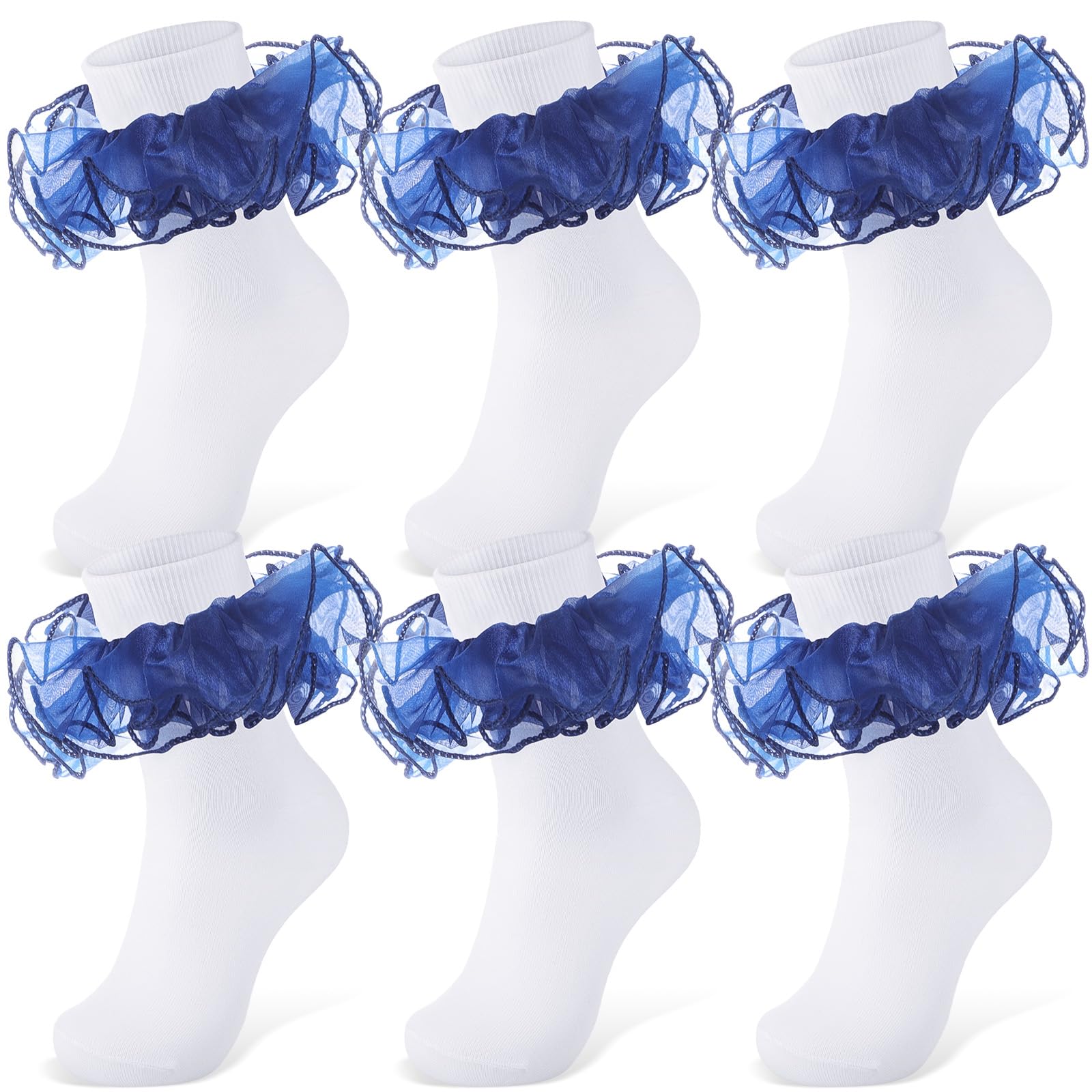 Geyoga 3 Pair Women Big Ruffle Calf Socks