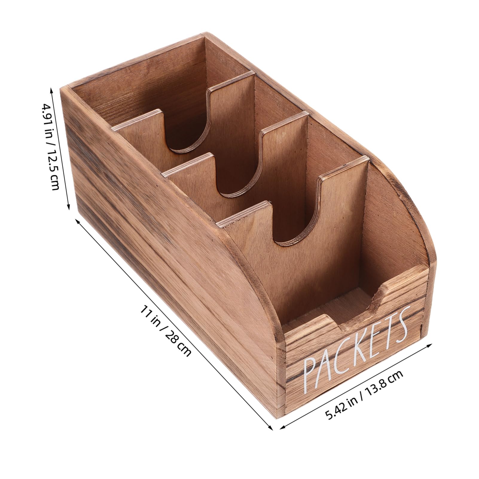 Ciieeo Wooden Tea Organizer Box Storage for Tea Sugar Seasoning Packages Compact Countertop Station