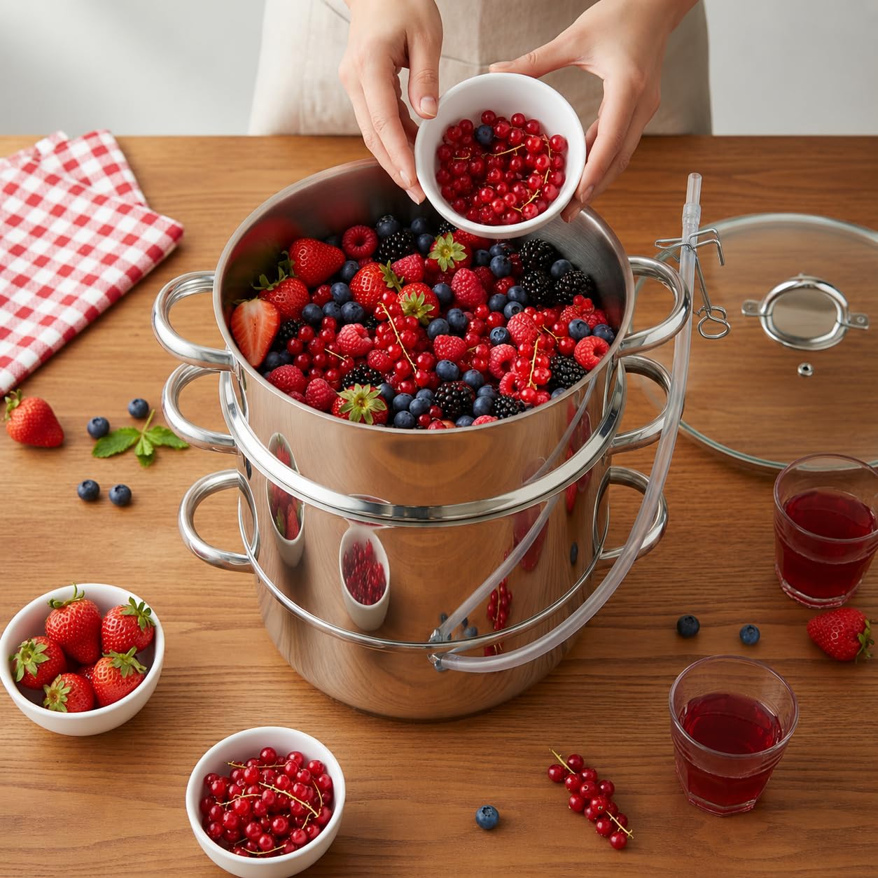 Dampfentsafter aus Edelstahl 8L, Ø26cm| Dampfentsafter, Induktionsdampfentsafter, für alle Herdarten geeignet