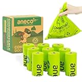 ANECO 100% Certified Home Compostable Dog Poop Bags (135 Count/9 Rolls), Large Poop Bags for Dogs & Cats, Extra Strong & Leak-proof Pet Waste Bags, California