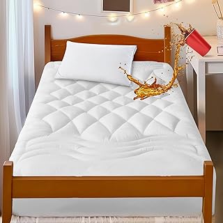 BEDELITE Waterproof Mattress Pad Twin XL for College Dorm, Quilted Noiseless Fitted Mattress Protector Deep Pocket to 21", Thick Soft Pillow Top Mattress Topper Cover, Extra Long Twin 39x80 Inches