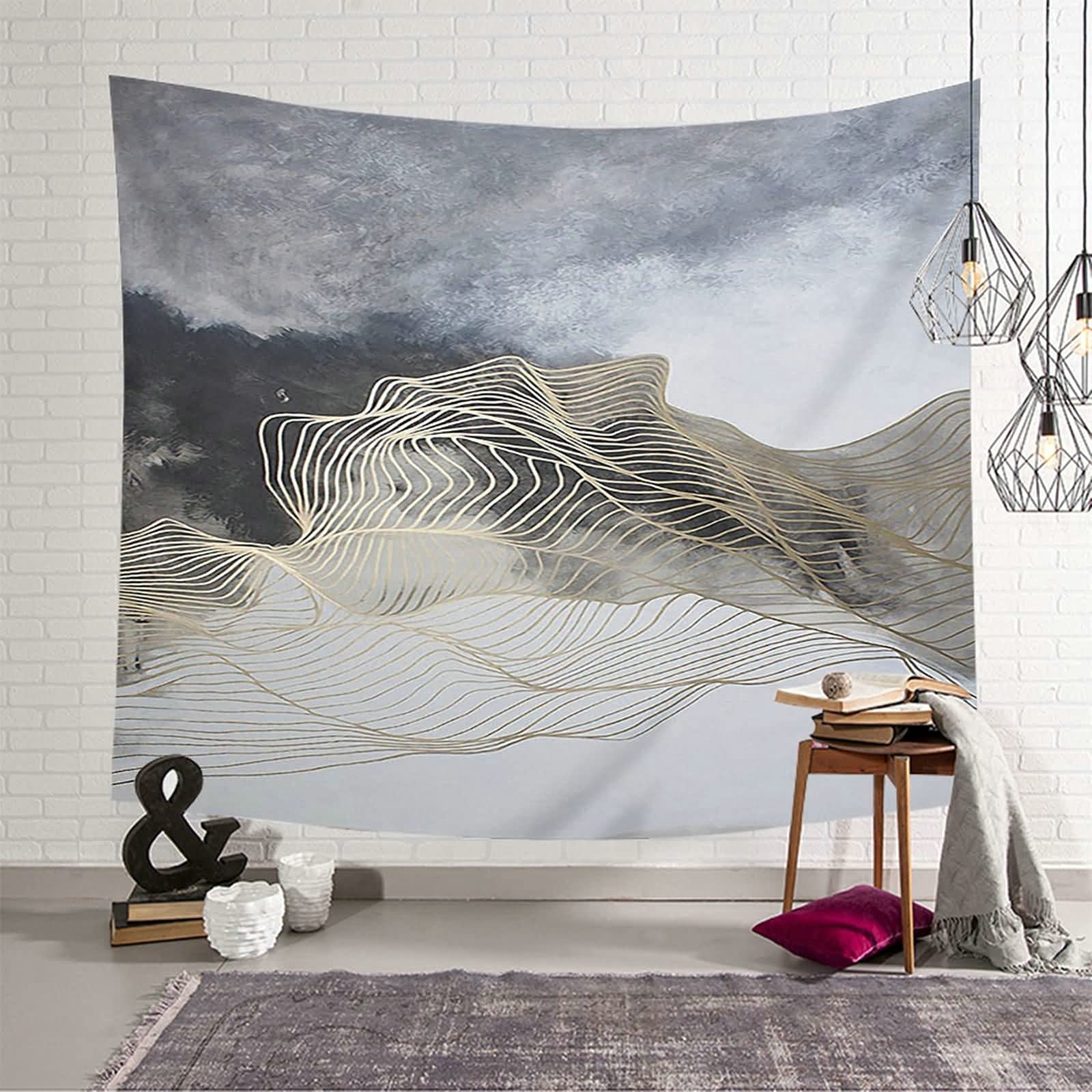Tapiz de pared de diseño abstracto con acabado textil suave y resistente