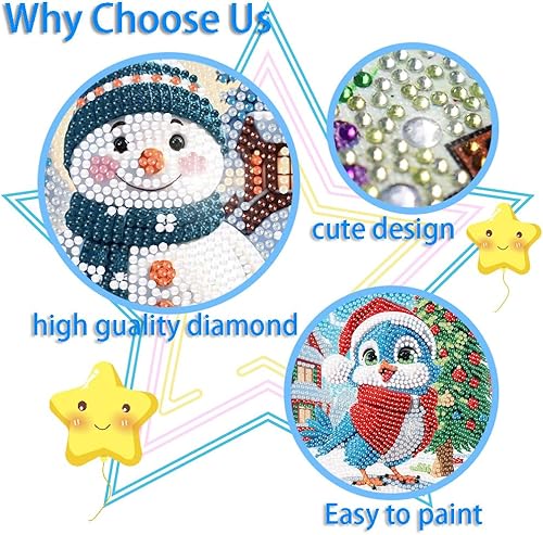 Miniatura 7 de Kits de arte de diamantes 5D para niños, 4 piezas coloridas de Navidad para niños, arte de gemas grandes de diamantes, kits de arte de diamantes de