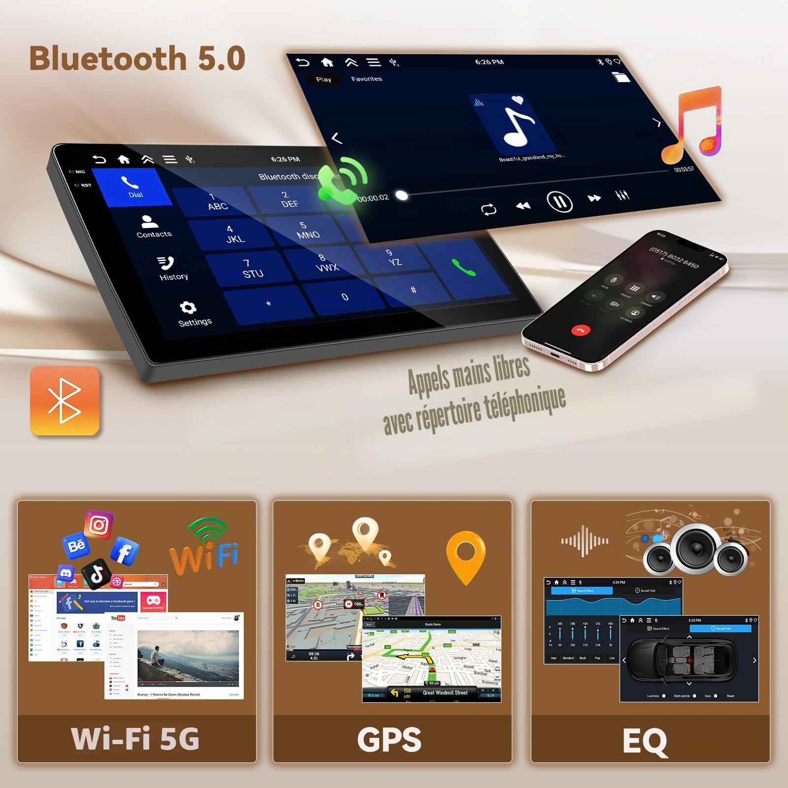 Hikity 4G+64G Android 15 Autoradio 9" pour Kia Rio CarPlay