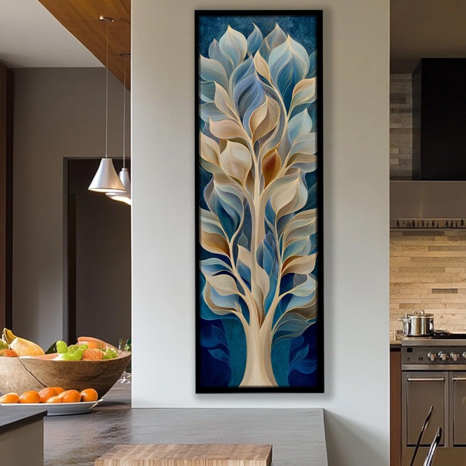 XINBAO Druk artystyczny "Długie, pionowe drzewa" do biura, wysoki, wąski obraz na płótnie do jadalni, salonu, sypialni, wąskie dzieło sztuki (30 x 90 cm/rama wewnętrzna)