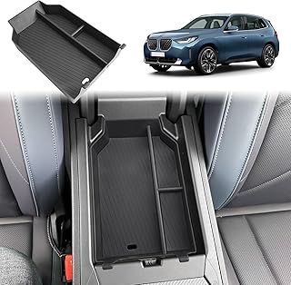 GAFAT Compatible with BMW X3 G45 2025 2026 Centre Console Storage Box, X3 2025 Plug-in Hybrid xDrive Armrest Organiser Shelves, Washable with Non-Slip Mats, X3 G45 Accessories