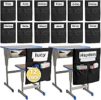 Vista 11 de Paquete de 1/18 bolsillos para sillas para aulas K-2, tabla de bolsillo con 3 bolsillos y 1 etiqueta de nombre de estudiante, bolsas de silla