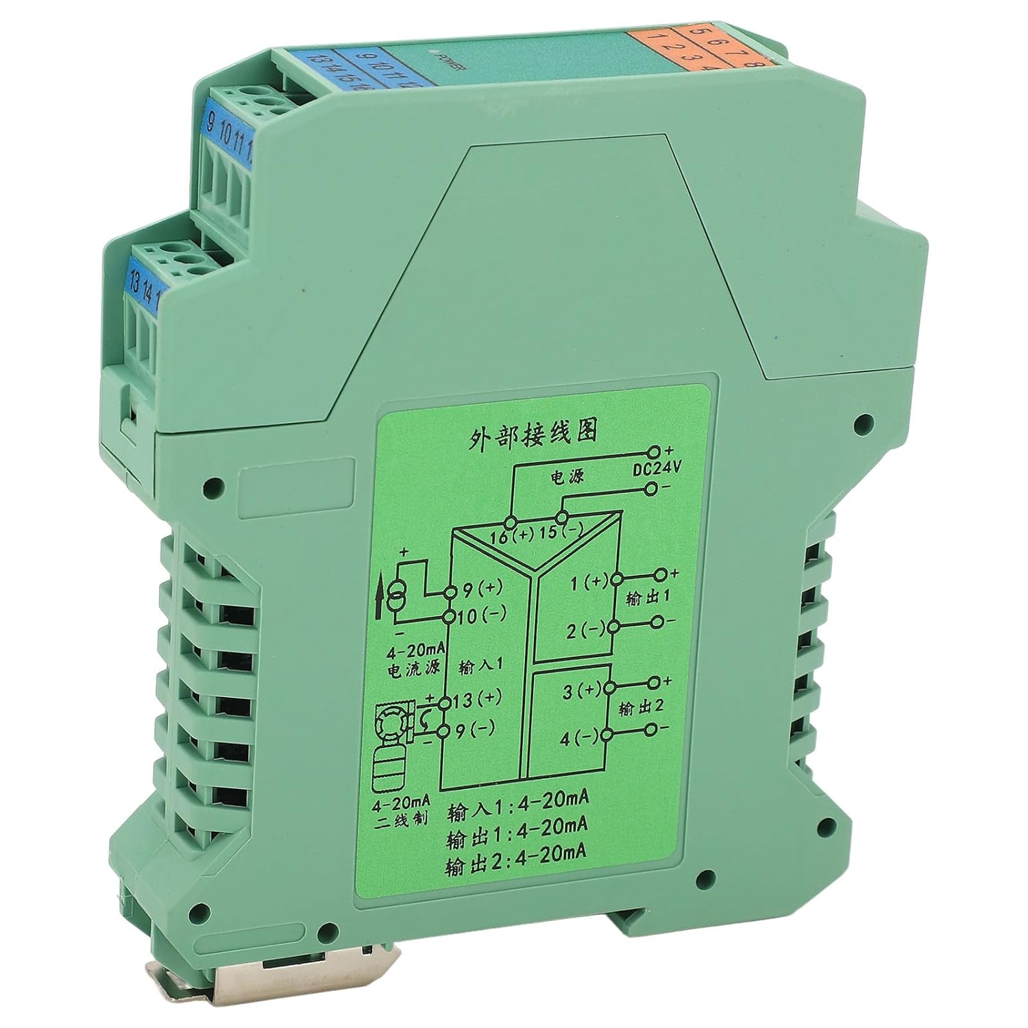 Isolator 1 in 2 Out 4‑20mA DC24V Current Isolator PLC Detect Current