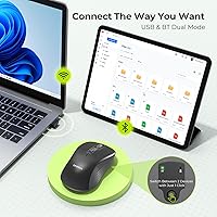 Vista 2 de seenda Ratón inalámbrico Bluetooth, Bluetooth y modo dual USB de 2.4G, clics silenciosos, seguimiento suave, 3 niveles ajustables 1600 DPI, mouse