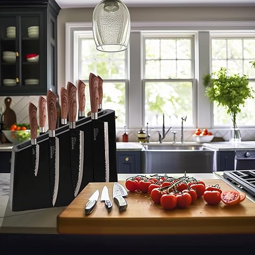 Miniatura 8 de Resafy Soporte magnético de madera para cuchillos, soporte magnético con imanes fuertes mejorados