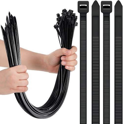 Nuanchu 300 Pcs Zip Ties 36 Inch Heavy Duty 500 Lbs Extra Long Large Cable Ties Plastic Nylon Wire Tie for Indoor and Outdoor Use (Black)