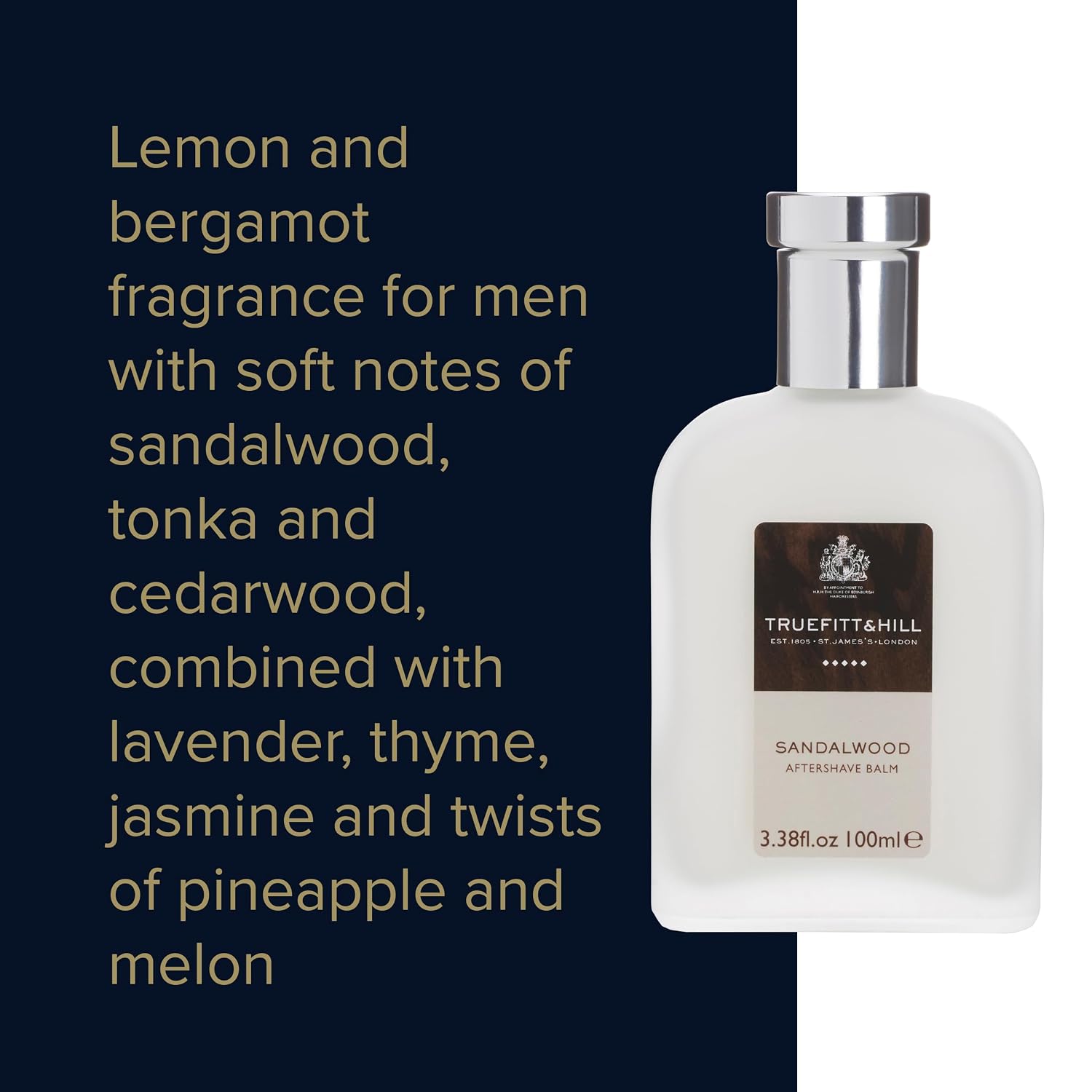 Truefitt & Hill Sandalwood After Shave Balm for Men, Fresh Classic scent, 3.38 oz.