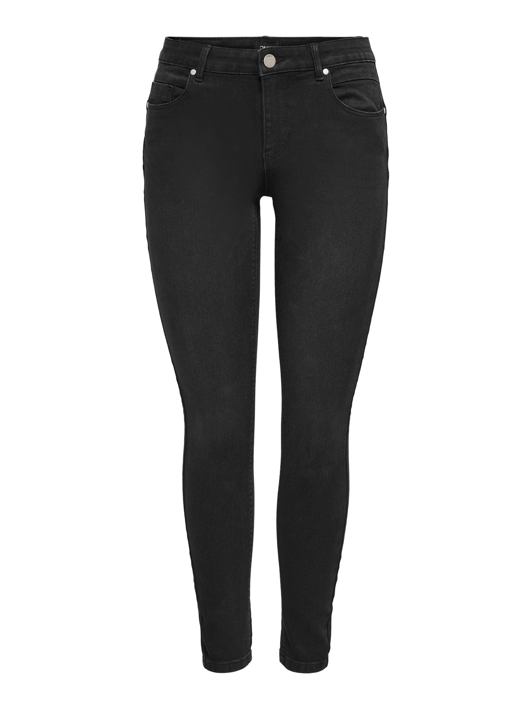 ONLY Women's ONLDAISY REG Push UP SK ANK DNM Skinny-fit-Jeans, Schwarz,