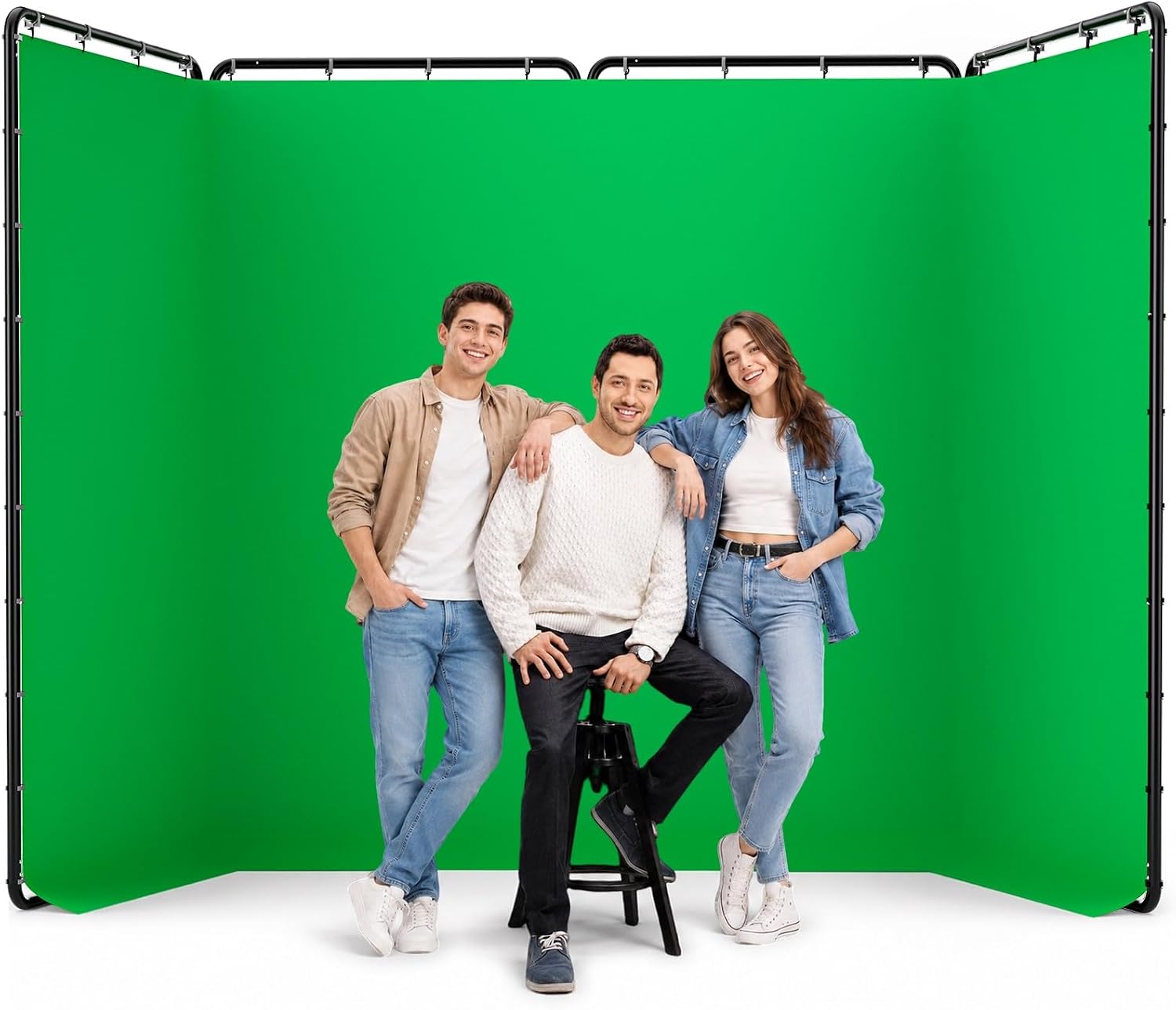 EMART 13x8ft Green Screen Backdrop with Stand Portable Green Screen | Large Green Collapsible Backdrop for Photography, Photo Studio Video Shooting,YouTube Tutorials, Streaming Games